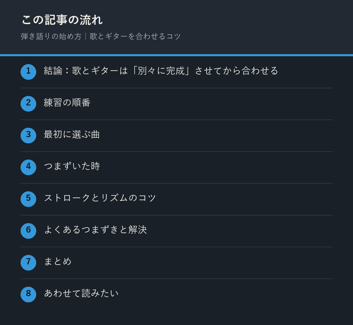 弾き語りの始め方｜歌とギターを合わせるコツの記事の流れを解説した図解