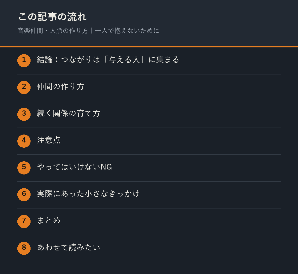 音楽仲間・人脈の作り方｜一人で抱えないためにの記事の流れを解説した図解