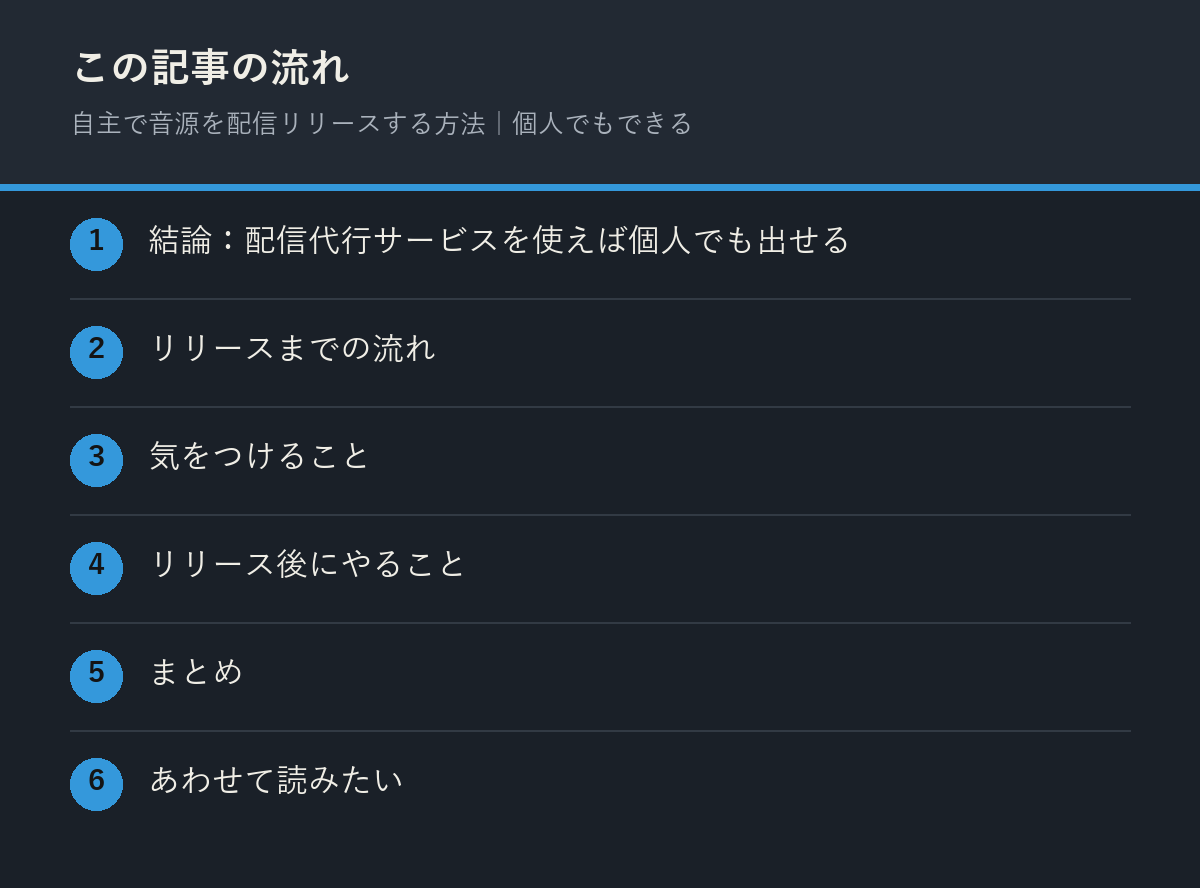 自主で音源を配信リリースする方法｜個人でもできるの記事の流れを解説した図解