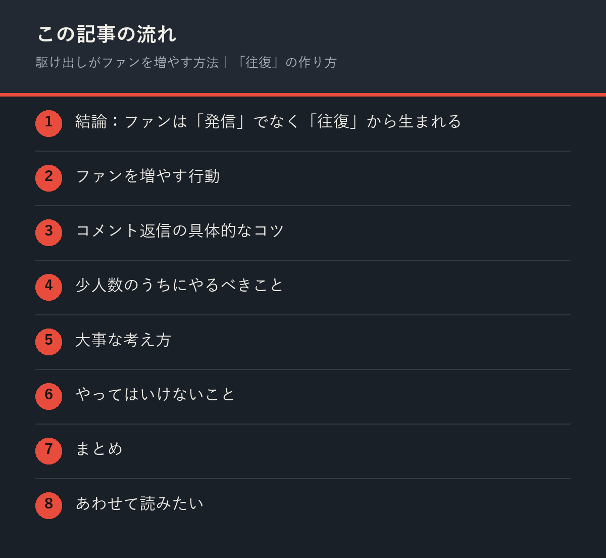 駆け出しがファンを増やす方法｜「往復」の作り方の記事の流れを解説した図解